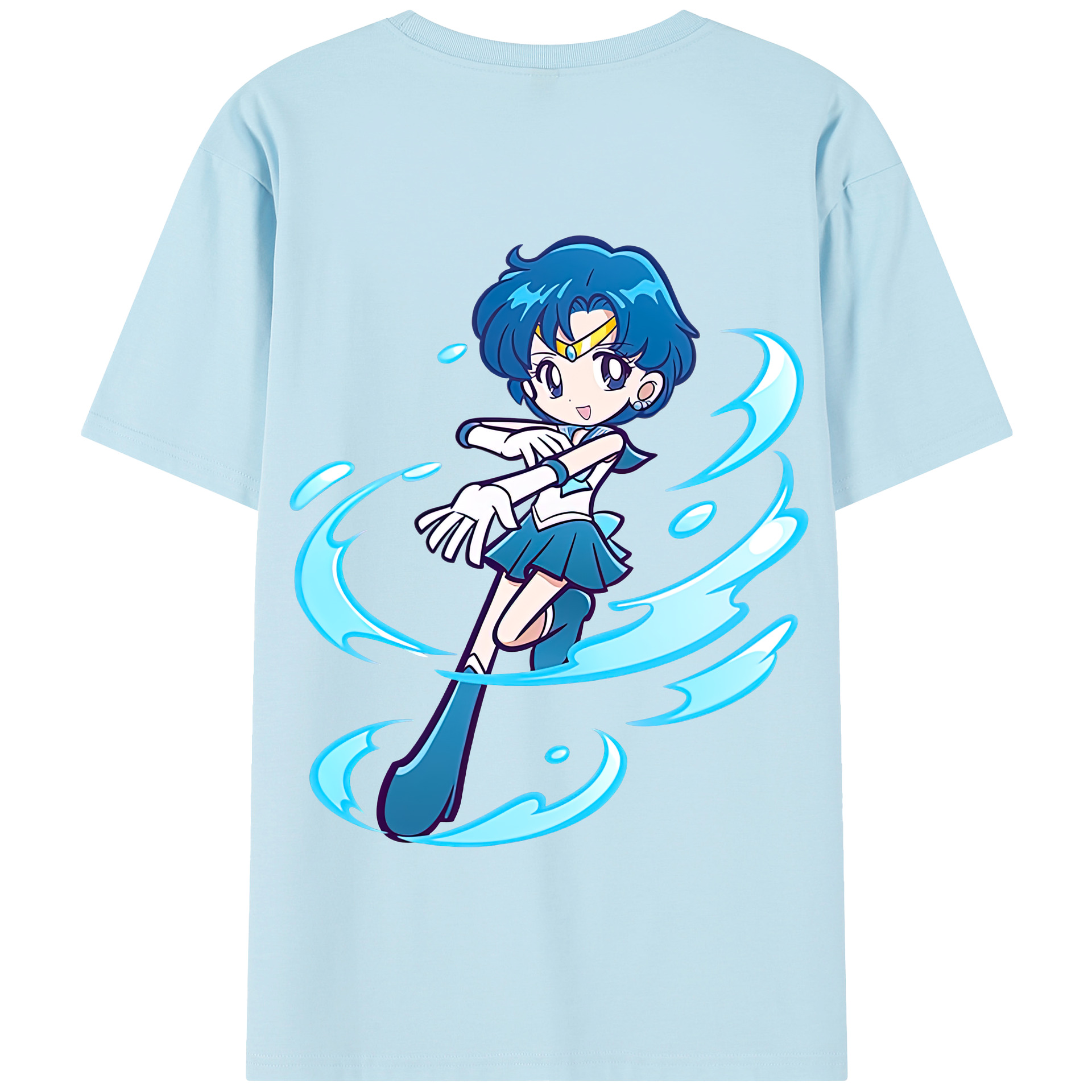 （画像用） 美少女戦士セーラームーン 水野 亜美 みずの あみ Sailor Moon Mizuno Ami 綿100％半袖Tシャツ（背面プリント）